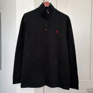 POLO RALPH LAUREN 100% COTTON QUARTER-ZIP PULLOVER SWEATER BLACK MEN’S LARGE
